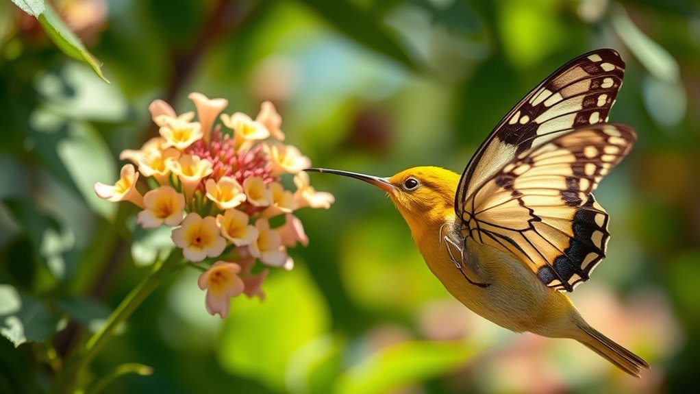 birds preying on butterflies