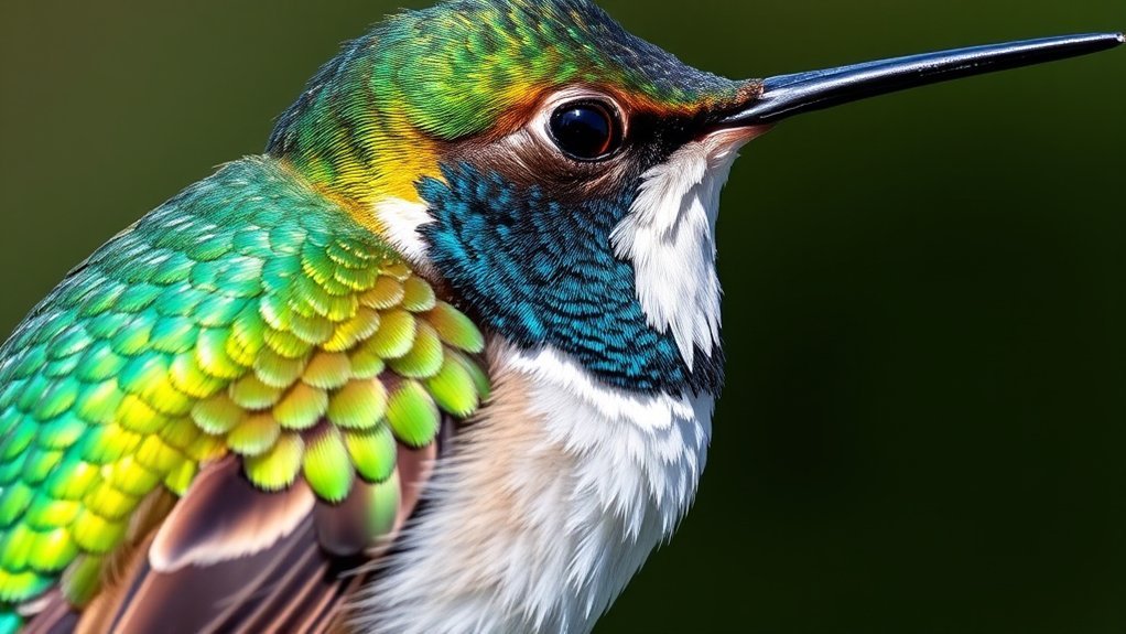black chinned hummingbird features detailed
