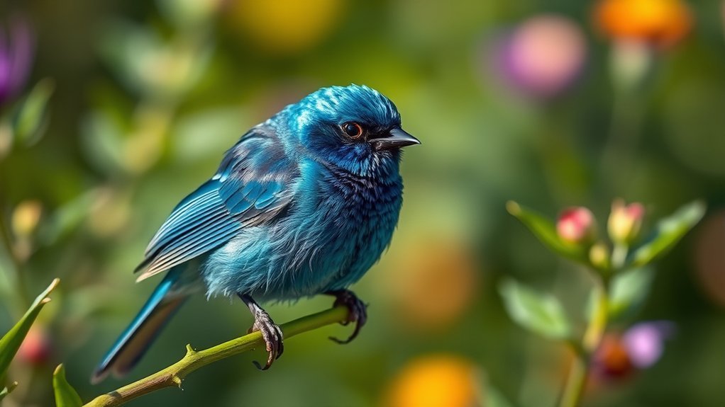 brilliant blue songbird visitor