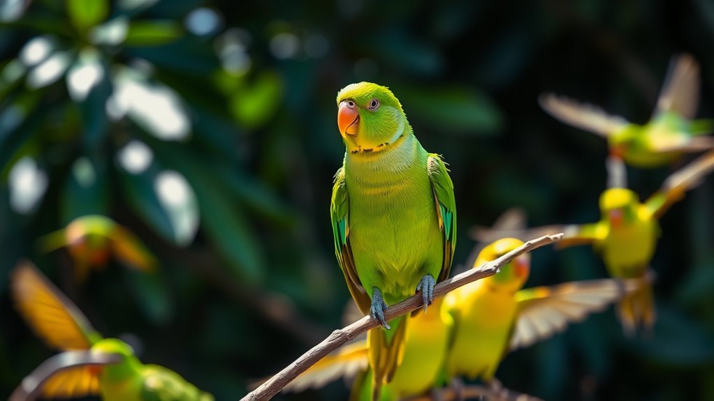 social colorful friendly bird