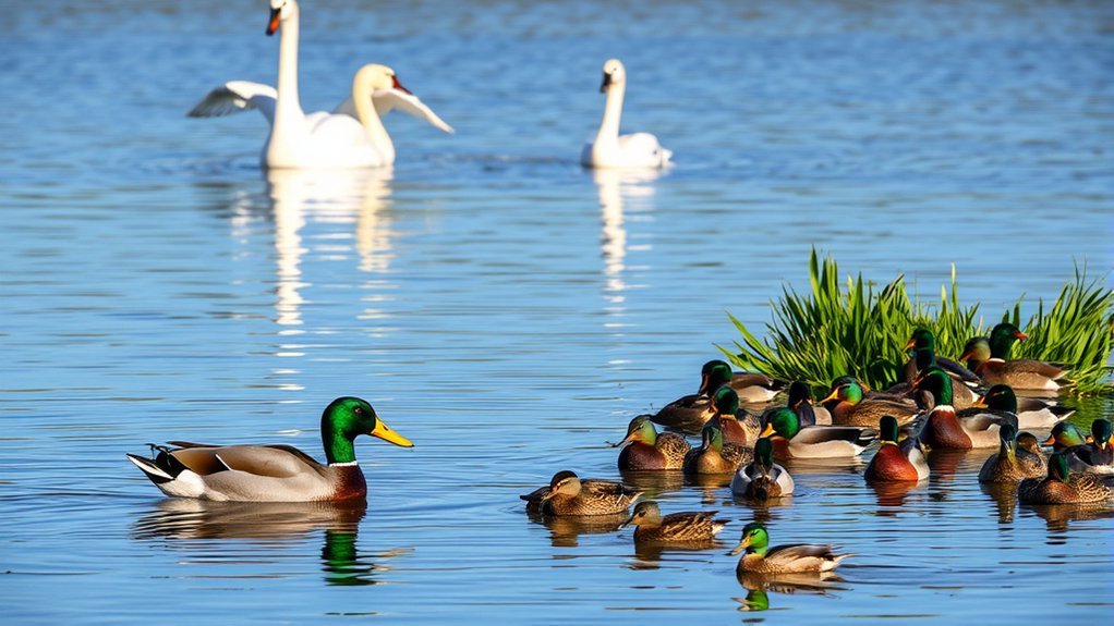 variety of waterfowl species