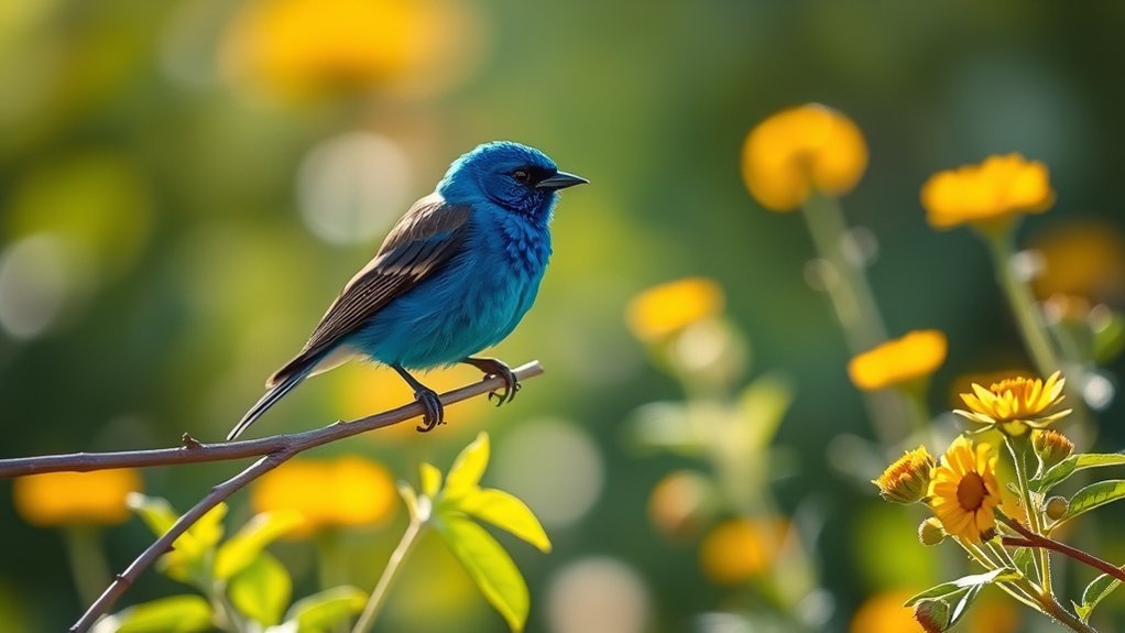 vibrant blue songbird species