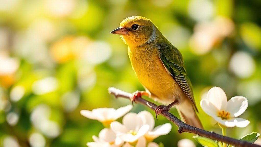 vibrant garden loving greenfinch
